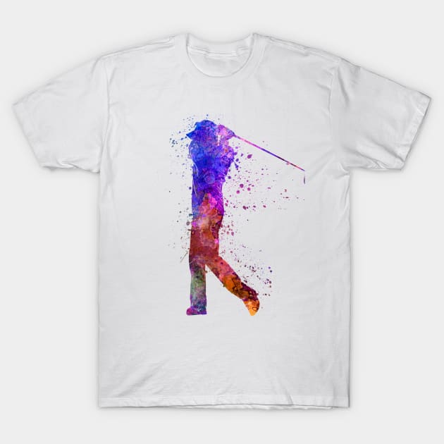 man golfer swing silhouette T-Shirt by PaulrommerArt